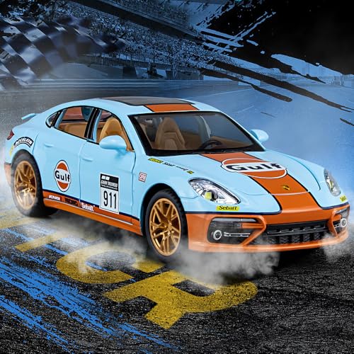 Image of Invite Enterprise Compatible for 1:24 Porsche Panamera Toy Car Model, Diecast Collectible Pull Back Model Car with Sound and Light, Toy Gift Vehicles for Adults Kids Boys Girls【Blue】