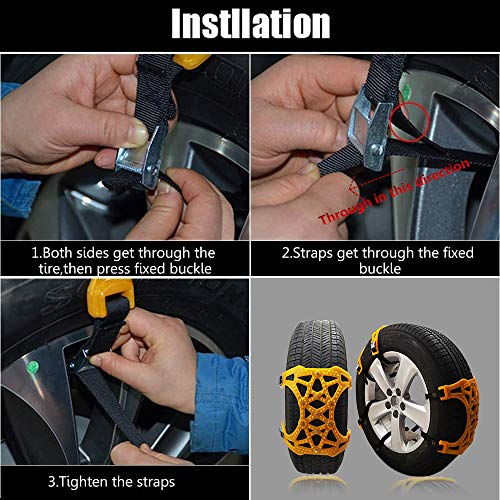 soyond Snow Chains Car Anti Slip Snow Tire Chains Adjustable Anti-Skid Chains Car Tire Snow Chains for Car/SUV/Trucks-Set of 6 Width 165-255mm/6.4-10.1'' (Set of 6 Width 165-255mm/6.4-10.1'')