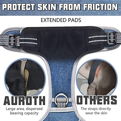 Image of AUROTH Tactical Dog Harness for Small Medium Large Dogs No Pull Adjustable Pet Harness Reflective K9 Working Training Easy Control Pet Vest Military Service Dog Harnesses (L, Denim Blue)