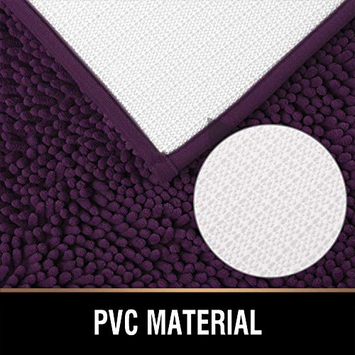 Image of MAYSHINE Round Area Rug Set for Bathroom | Soft Plush Chenille Bath Mat, Water Absorbent Non-Slip Bathroom Rug | Washable Shag Carpet for Shower, Bedroom, or Home Decor | 36 inchx36 inch (Round) | Plum