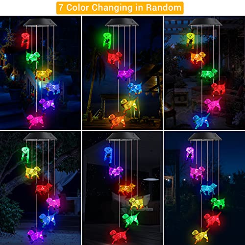 Image of Toodour Solar Wind Chime, Color Changing Wind Chimes Dog, LED Decorative Mobile, Gifts for Mom Grandma, Waterproof Outdoor Decorative Lights for Garden, Patio, Yard, Window Outdoor Decor