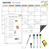 LRAMILMI Calendario magnético de borrado en seco para refrigerador, planificador magnético de oficina con 5 marcadores de borrado en seco y borrador