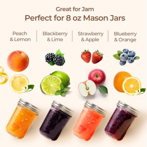Image of ComSaf Small Mason Jars 8 oz 12Pcs Bulk Set, Half Pint Regular Mouth Mason Jar with Lids and Seal Bands, Glass Canning Jars for Jam, Jelly, Spice, Meal Prep, Shower Wedding Favors, DIY Candles Decor