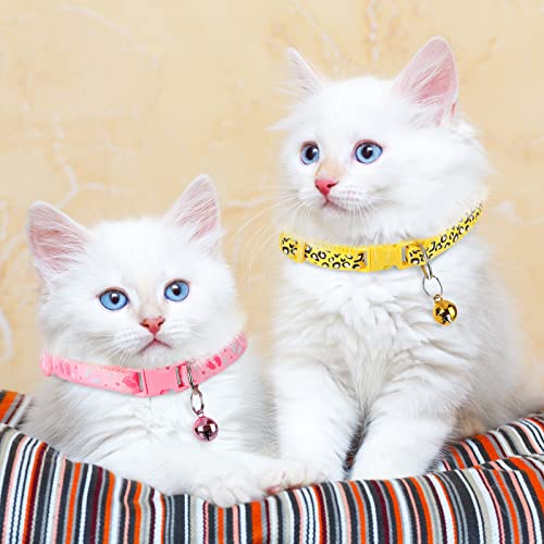 Yunsailing 24 Pcs Cat Collars with Bells for Litter Cat Puppy Soft Nylon Whelping Adjustable Reflective Kitten Collars for Newborn Pets Dogs Kitten, Assorted Colors(Cute Pattern) - Thumbnail 5