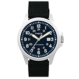 Timex メンズ エクスペディション フィールド ソーラー 41mm 腕時計 - ブラックストラップ ブルーダイヤル ステンレススチールケース