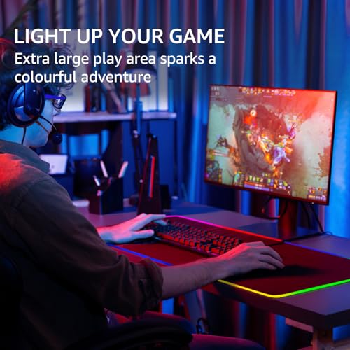 Image of KTRIO RGB Large Gaming Mouse Pad with Stitched Edges, Superior Micro-Weave Cloth, Non-Slip Base, Water Resist Coating, 31.5 x 15.7 in, RGB Black