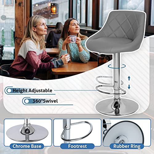 Sunseen Gray Counter Height Bar Stools Set Of 2 Pu Leather Barstools Bar Counter Stools With Back Adjustable Swivel Bar Chairs Modern Gas Lift Stools For Kitchen Counter (Gray, Set Of 2) #TOP4
