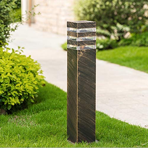 Preisvergleich Produktbild Außenleuchte Pollerlampe Außen-Standleuchte Wegeleuchte Aluminium Bronze Outdoor Gartenlampe E27-Fassung Ockelleuchte Pfad-Wege-Beleuchtung Rasen Lampe,13 * 13 * 60CM