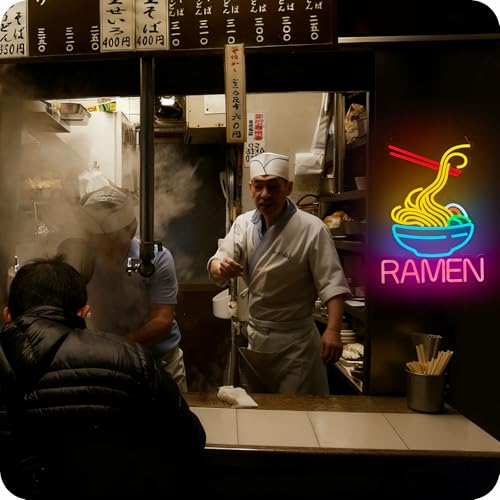 Image of Ramen Neon Sign Noodles Led Lights with Dimmer | Business Signs for Ramen Shop Restaurant Compatible with Smart Plug Timer