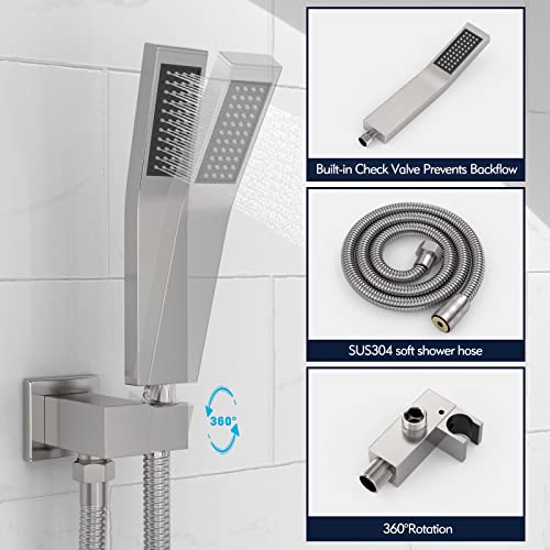 Gowin Shower Faucet Set 10" Rain Shower System Bathroom Square Rain Shower Head And Handle Set,Wall Mounted Rainfall Shower Fixtures Valve And Trim Included #TOP2