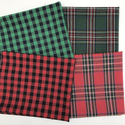 12PCS 18x22Inch Christmas Fat Quarter Fabric Precut Vintage Tartan & Stripe — view 6