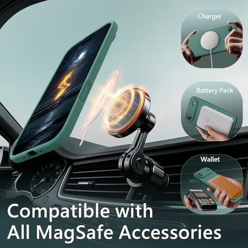 Image of FireNova Magnetic for iPhone Air Case, Compatible with MagSafe, [Integrated Silicone Camera Control Button] [Camera Protection] Microfiber Lining Phone Case for iPhone 17 Air, 6.5 inch, Midnight Green