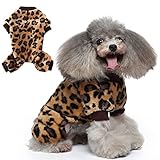 FUAMEY Dog Cat Pajamas,Puppy Warm Turtleneck Coat Soft Fleece Outfits Doggie Onesies Leopard Print...