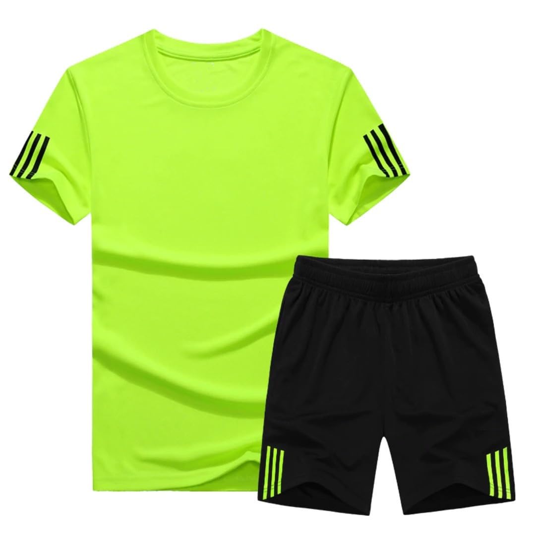 joggers park Men's Polyester Stretchable Knee-Length Co-Ord Set | Casual 2-Piece Outfit | Comfortable T-Shirt and Shorts Set-picture-21