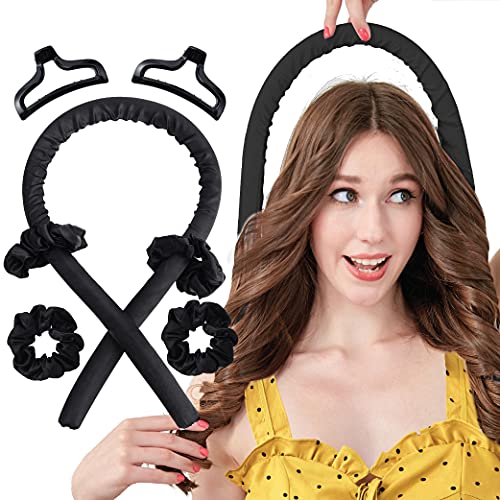 Tik Tok Best Heatless Curling Rod Headband Made of Silk Hair Roller Soft Wrap No Heat Curls Best for Natural Wave and Large Curls and Safe to Use DIY Hair Styling Tools for Long Medium Hair Black