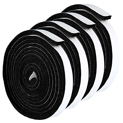4 Rolls BBQ Smoker Gasket High Heat Temp Seal Grill Gasket Seal Tape Self-Adhesive Stick Barbecue Tape Grill Gasket Sealing Tape for BBQ, 26 Feet 1/8 Inch Thickness 1/2 Inch Width, Black