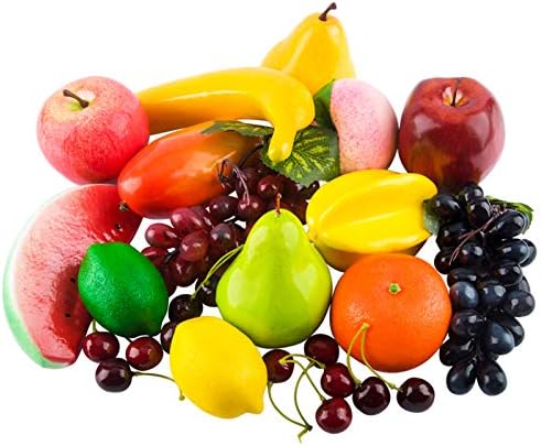 Toopify 20 Pcs Artificial Fruits Assorted Lifelike Fake Decorative Fruits Set,Apple Pear Grape…