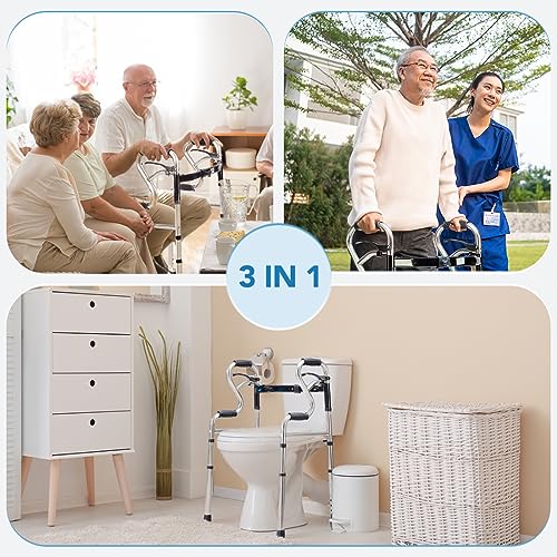 Walkers for Seniors with 5” Front Wheels by Health Line Massage Products, Width Adjustable Compact Standard Walker Support Up to 350lbs, Quick Folding 2 Wheels Walker for Seniors, Silver - Thumbnail 6