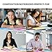 Rosmonde 5 Pack Composition Notebook Wide Ruled, 200 Pages (100 Sheets), 9-3/4x7-1/2, Notebooks for Work, Back to School Supplies, Hard Cover Composition Books, Notebooks for Women, Colors May Repeat