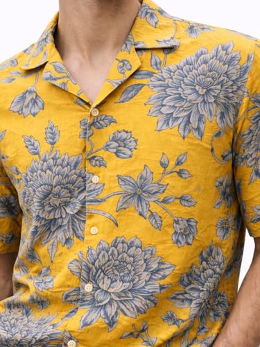 Image of Veirdo Men's Printed Camp Collar Shirt, Oversized Fit, Short Sleeve Casual Resort Wear, Button-Down Summer Shirt for Men, Cotton Fabric (Sizes S to 2XL)