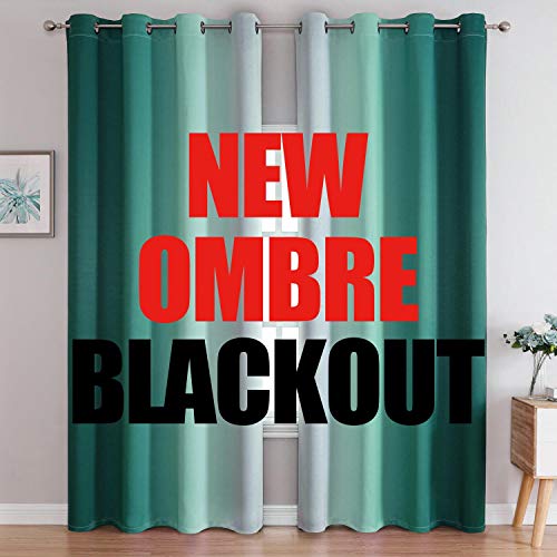 Image of G2000 Blackout Curtains & Drapes for Bedroom Living Room 84 Inches Long Teal and Greyish White Room Darkening Window Treatments Ombre Thermal Insulated Light Blocking Grommet Backdrop 2 Panels Set