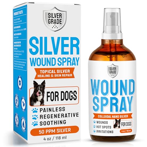 Hot Spot Treatment for Dogs – Silver Wound Spray Helps with Irritation, Bites, Burns, Rashes, Itch, Scratching – Better Use with a Dog Cone – 4 oz
