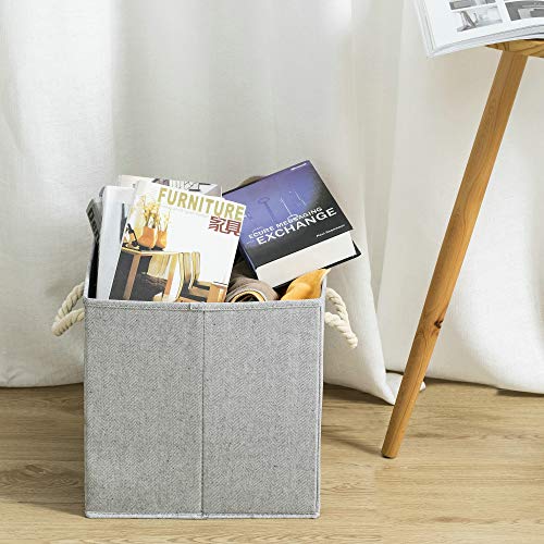 Onlycube 3 Pack Foldable Storage Bins For Cube Organizer With Cotton Rope Handles And Label Holders, Collapsible Basket Box Organizer For Shelves And Closet- Gray 13X13X13 Inch #TOP6