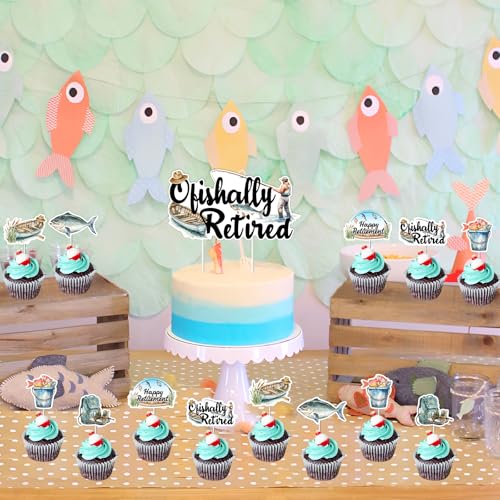 Decoraciones para tarta de jubilación temáticas de pesca con 25 adornos 4