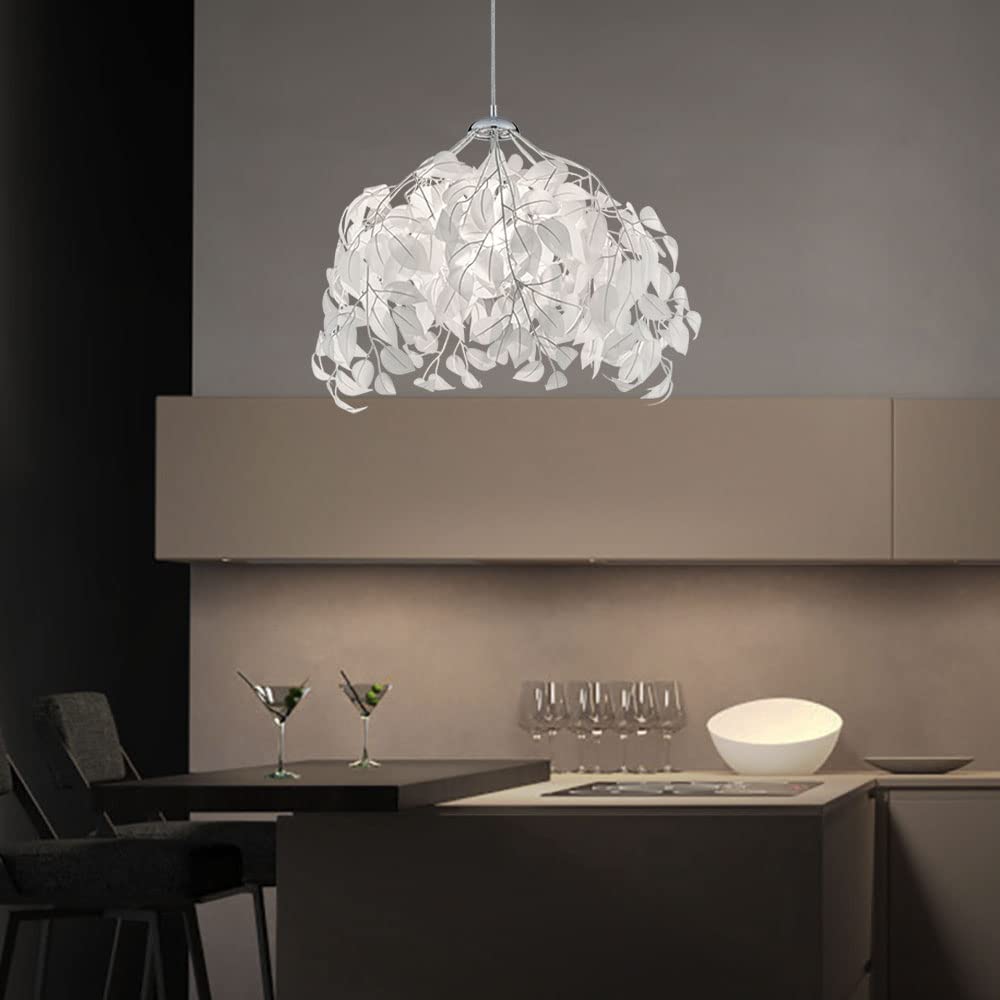 Reality R10461901 Leavy Lampada a Sospensione, 38x38x150 cm, Bianco
