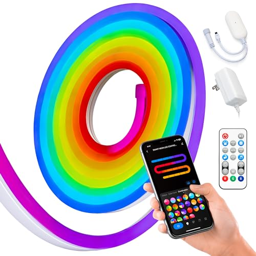 Tira LED Neón RGB 16.4ft Control App y Remoto Impermeable miniatura 1
