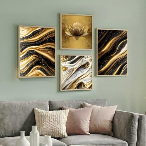 Image of kotart Aesthetic Modern Wall Decor Paintings with Frame for Home Decoration - Painting for Living Room Bedroom - Painting for Wall Decoration Set of 4 (Art 3, Big (13x17 or 13x13 inch))