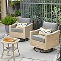 CAODOC 3 Pieces Outdoor Furniture Set Patio Bistro Rocking Chairs with Glass Side Table for Pool Beach Backyard Balcony Porch Deck Garden(Dark Grey)
