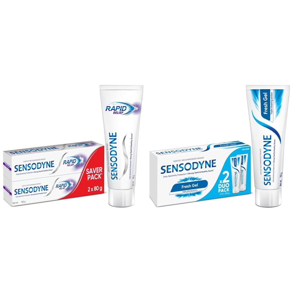 Sensodyne Toothpaste Rapid Relief | Fast Sensitivity Relief Tooth Paste Combo Pack - 160gm (80gm x 2) | Fresh Taste | Dentist Recommended & Toothpaste Fresh Gel | Daily Sensitivity Relief Tooth Paste-picture-13