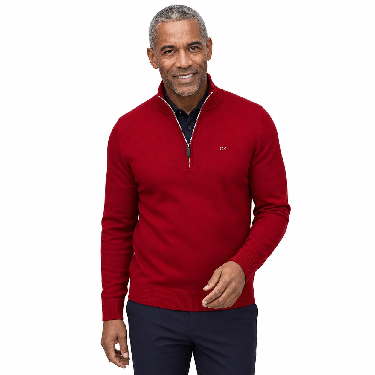 Calvin Klein Su�TER Campus 1/2 Cremallera Hombre - Borgo�a/Plata - XXXXL