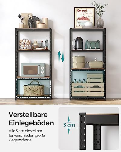 Foto von SONGMICS Standregal, Bücherregal, Lagerregal, 4 Ablagen, verstellbar, 40 x 80 x 160 cm, bis 520 kg belastbar, für Küche, Wohnzimmer, vintagebraun-schwarz GLR044B11