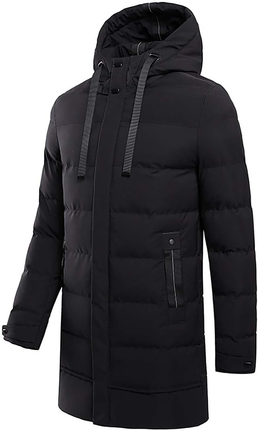 Abrigo Largo de Invierno con Bolsillo y cordón para Hombre Chaqueta cálida para Exteriores Ajustada y Gruesa Abrigo Acolchado Largo con Capucha Abrigo cálido de Invierno Parker