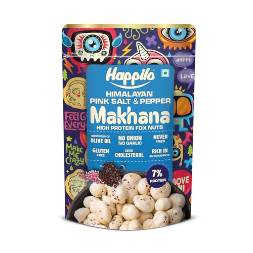 Image of Happilo Premium Super Snack Makhana Himalayan Salt & Pepper 55g | Roasted Foxnuts, Phool Makhana, Lotus Seeds | Healthy Snacks | Low Calorie, Vegan & Crunchy