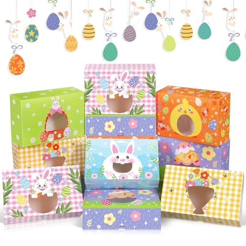 Pasimy 36 Pcs Easter Cookie Treat Boxes with Shape Window Bunny E...