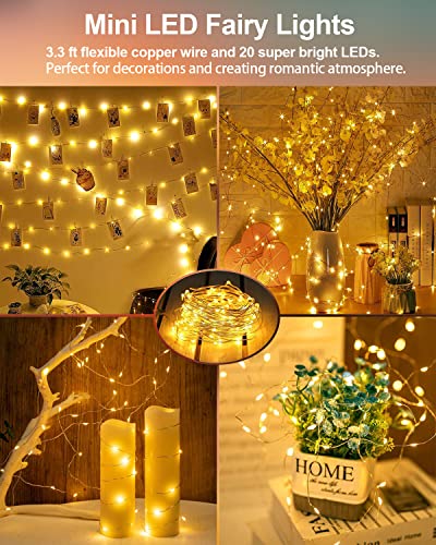 Hobays USKT79-49-198 20 Pack Fairy Lights Battery Operated 3.3Ft 20 Led Mini String Lights Twinkle Lights Copper Wire Firefly Starry Lights For Mason Jars Wedding Party Christmas Centerpiece Table Decorations thumb #5