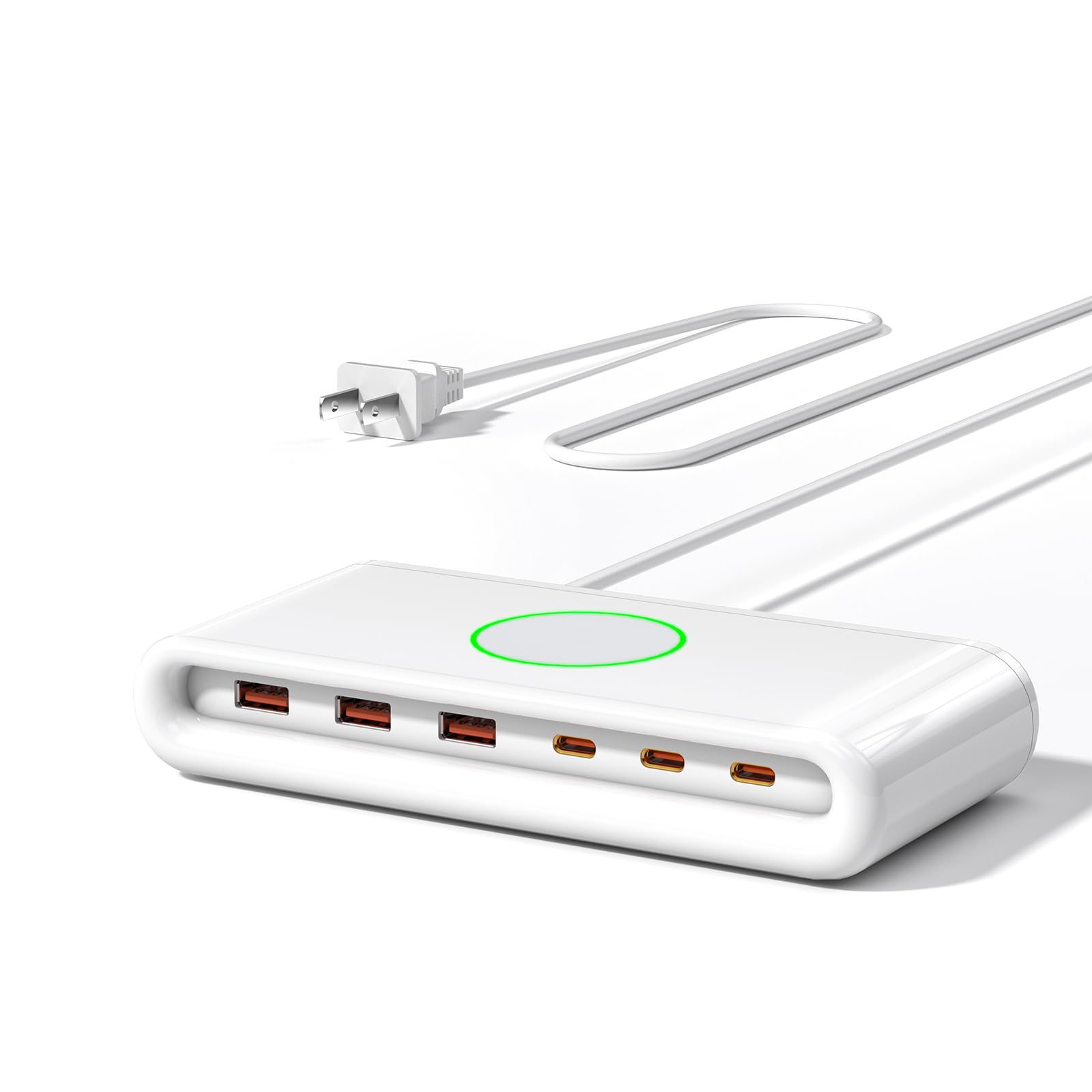 Blocco caricabatterie USB C, stazione di ricarica rapida, hub per stazione di ricarica GaN III a 6 porte, PD 65 W PD 20 W USB C, adattatore caricatore per computer portatile, blocco caricabatterie per