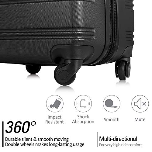 Voohek 3 Piece Luggage Set Hardside Spinner Suitcase with TSA Lock 20" 24' 28" Available, Black4