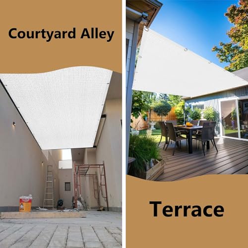 Voile d'ombrage pour terrasse 2.6x3.1m vent et eau perméable blanc résistant - 3