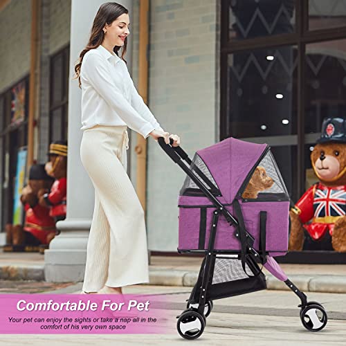 image for BestPet 3-Wheels Premium 3-in-1 Multifunction Pet Stroller for Medium 