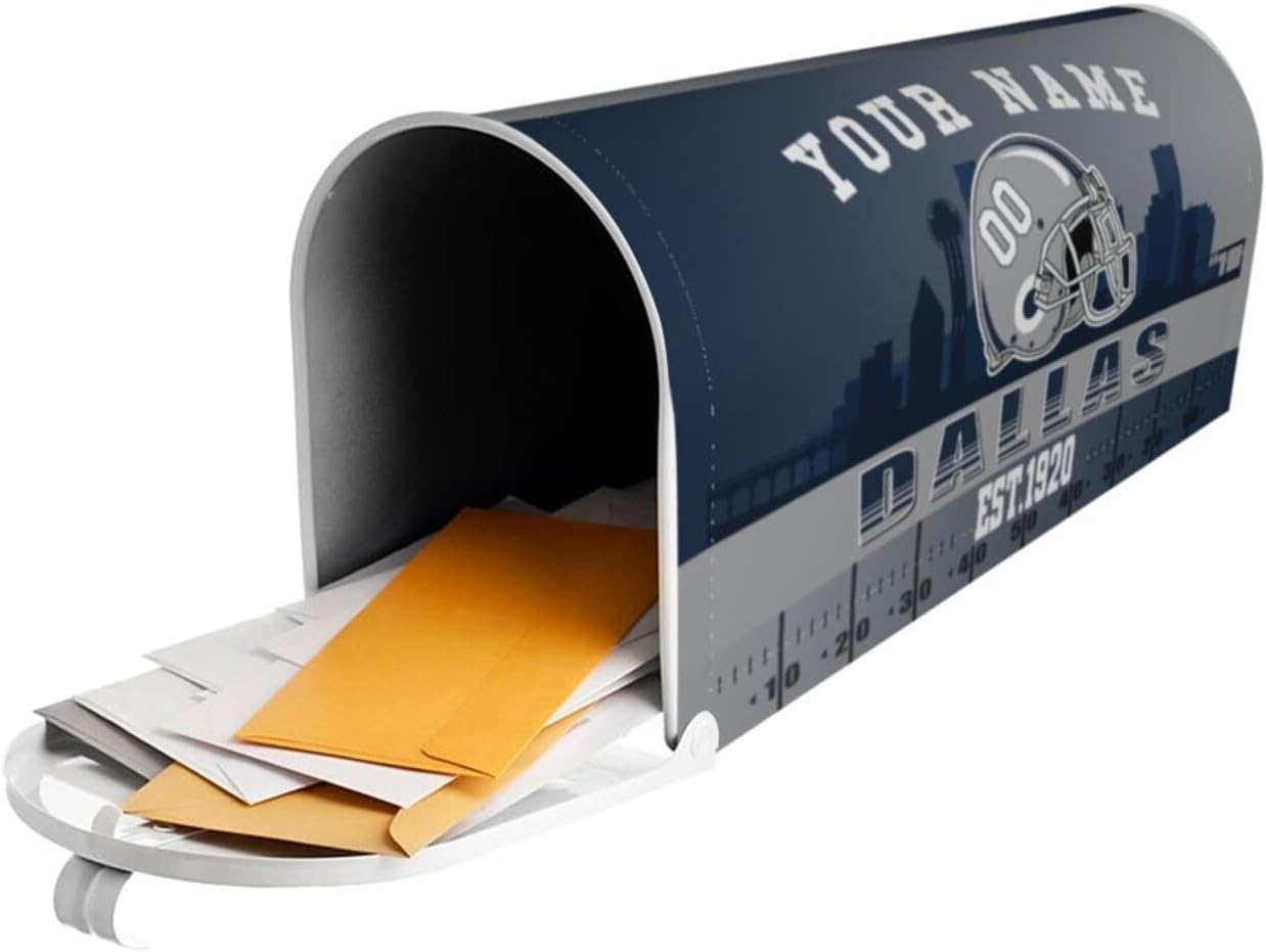 Dallas Mailbox Cover，Custom Magnetic Post Letter Box Cover，Personalized Mailbox Wrapped with Name Number,Waterproof Mail Cover for Home Garden Yard Outdoor Decor