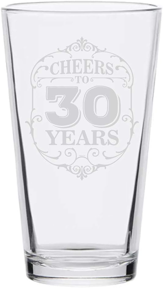 Veracco Cheers to 30 Years Pint Glass, 30th Birthday Beer Gift for Men Women, Dirty Thirty Beer Glass Thirty & Fabulous Birthday Gift