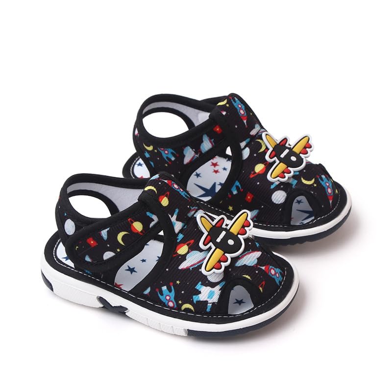 Baby Boys Squeaky Sandals Infant Premium Rubber Sole Closed-Toe Non-Slip Shoes Toddler Soft First Walkers Shoes