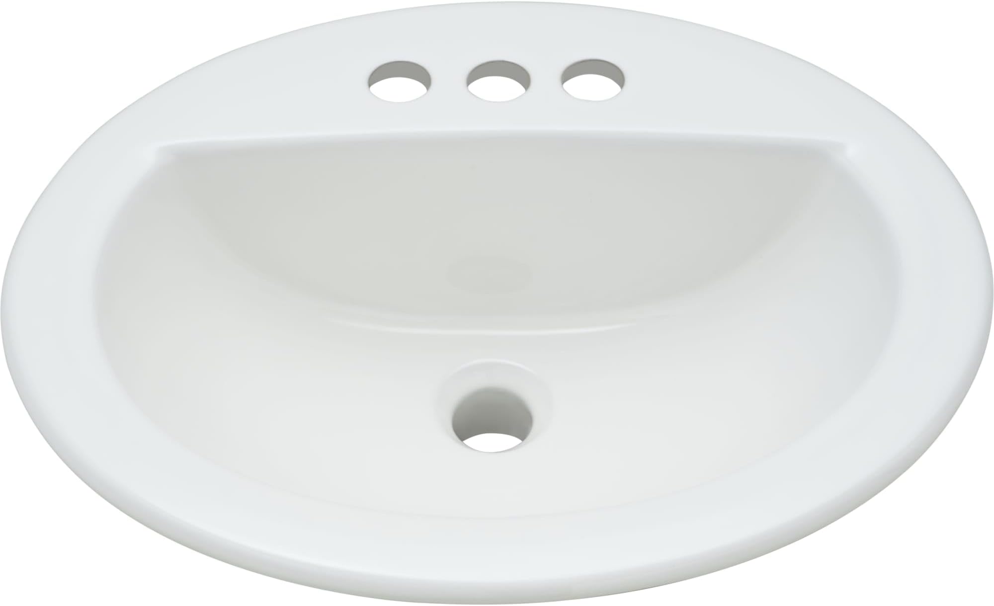 PF19164 Rockaway 19" Oval Vitreous China Drop In Bathroom Sink with Overflow and 3 Faucet Holes at 4" Centers - White