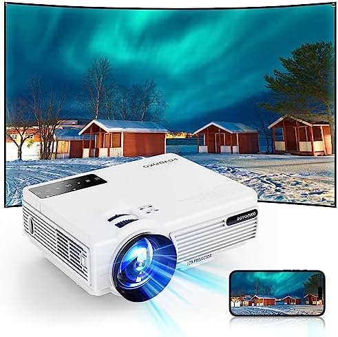 Projector 4K Full HD 1080P Supported 10000 lumens Max 300”Projection Screen Keystone 50% Zoom 2023 Upgraded Mini Touchscreen Compatible with Smartphone/Tablet/TV Stick/HDMI/USB/VGA/AV