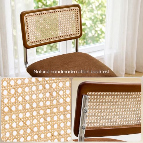 Image of ONEVOG 26 inch Mid-Century Rattan Counter Height Bar Stools, Brown, Set of 2