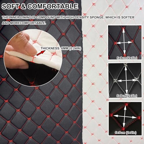 Faux Leather Fabric Quilted Foam Vinyl Fabric Upholstery Thick 6mm Foam Backed for Cars Vehicle Seat Cover Furniture Auto Headliner Repair Headboards DIY Craf(Size:1.5x1m/59x39in,Color:White Thread 1)